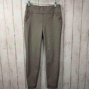 SOHO Women's Brown Houndstooth Plaid Pull-on Skinny Pants Size S